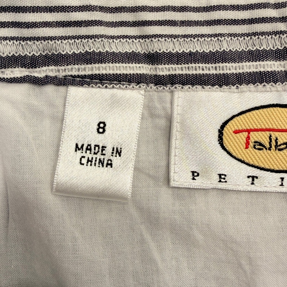 Talbots Striped ALine Flare Skirt Womens 8P White Gray Lined Mitered Chevron VTG - Picture 3 of 8